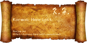 Kormos Henriett névjegykártya